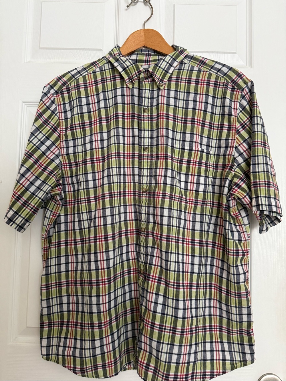 Men’s XL Eddie Bauer Plaid Short-Sleeve Button-Down Shirt Grunge  Cabin Core